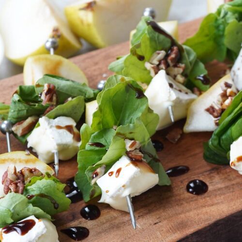 pear and brie salad skewers
