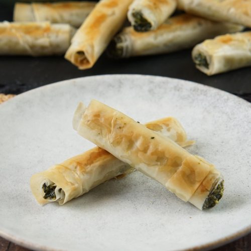 Spinach feta phyllo rolls