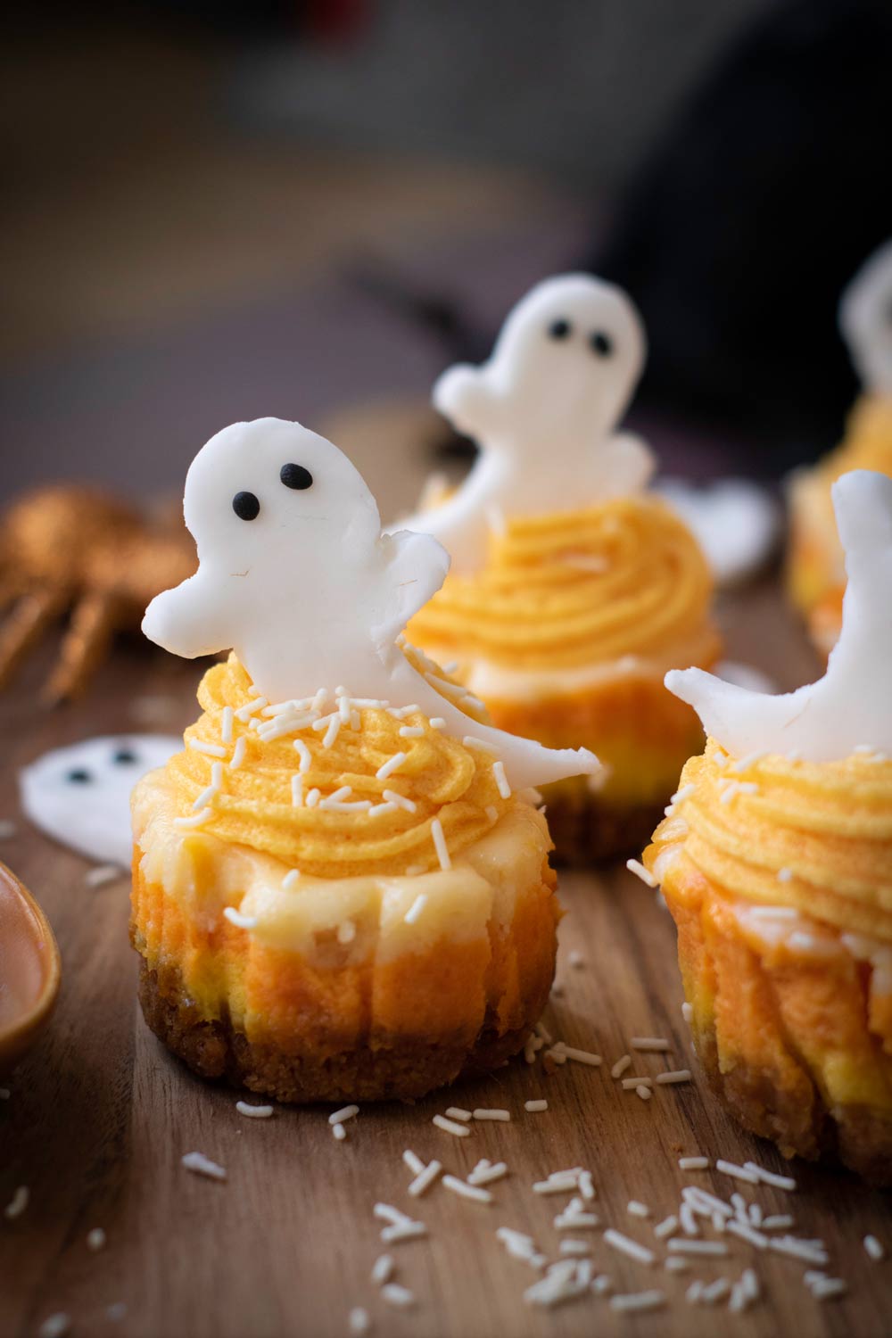 Candy corn cheesecakes