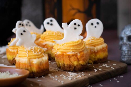 Candy corn cheesecakes