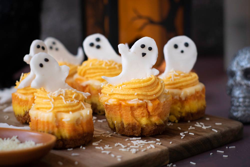 Candy corn cheesecakes