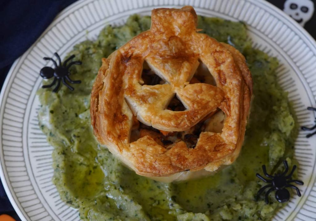 jack o'lantern chicken pies