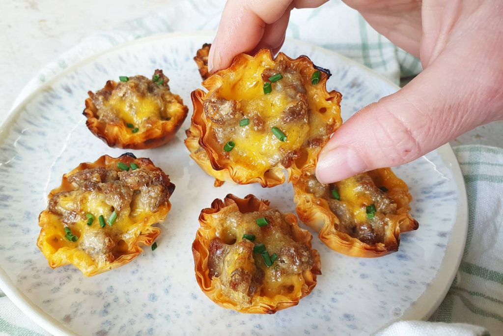 sausage cheese phyllo cups