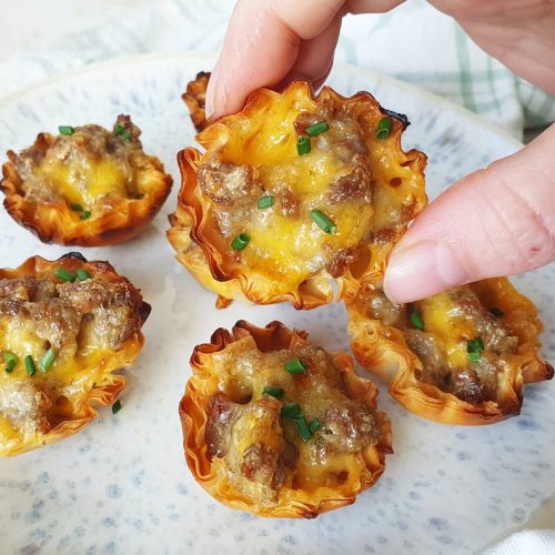 sausage cheese phyllo cups