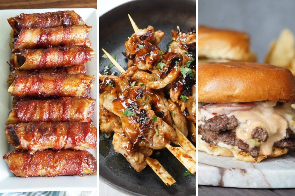 Smoked shotgun shells, sticky bourbon chicken skewers, and smash burgers