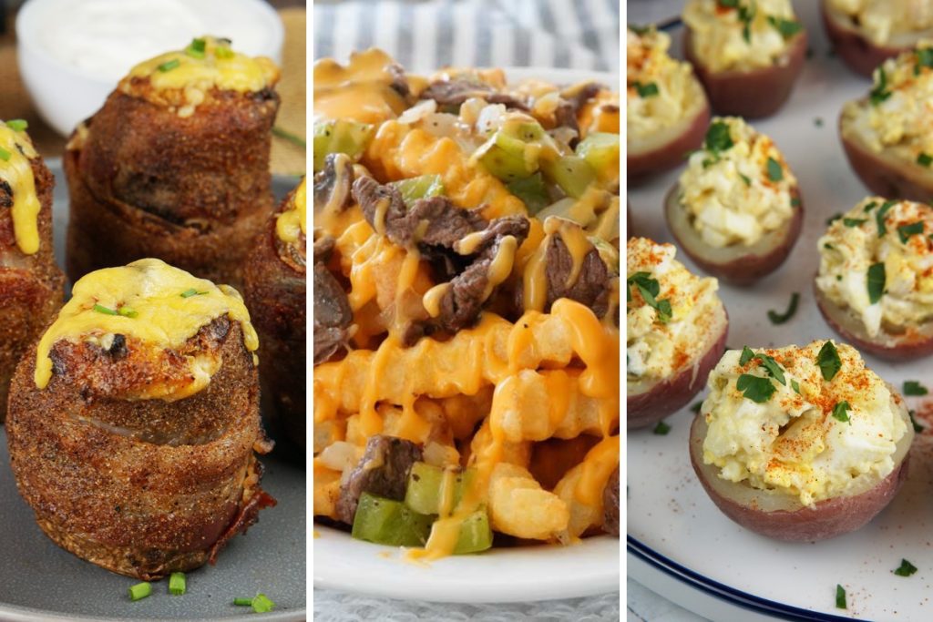 Volcano potatoes, Philly cheesesteak fries, and potato salad bites