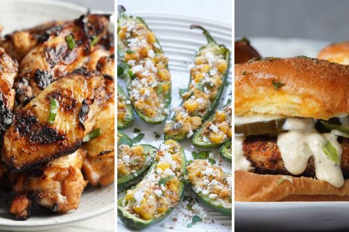 tequila lime chicken wings, street corn chicken poppers, and blackened chicken sliders