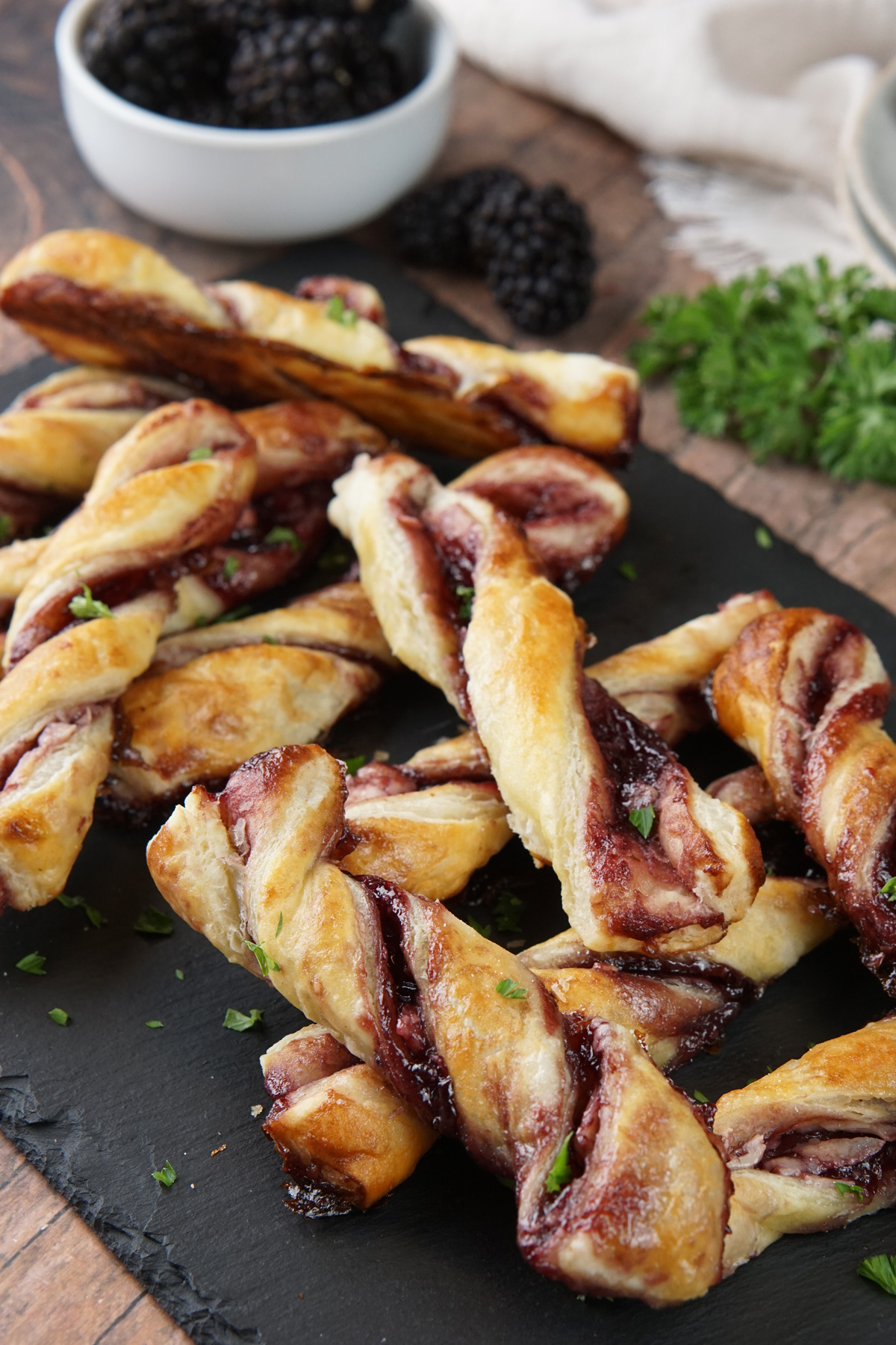 Blackberry goat cheese twists