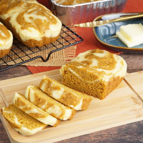 Mini pumpkin & cream cheese loaves