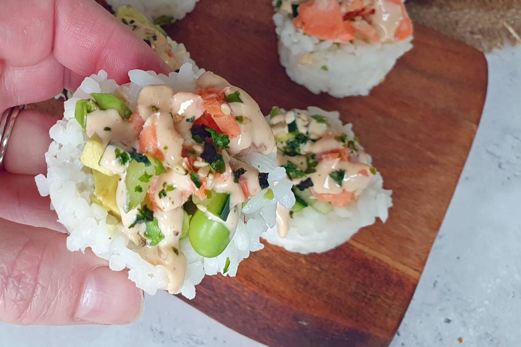 salmon sushi cups