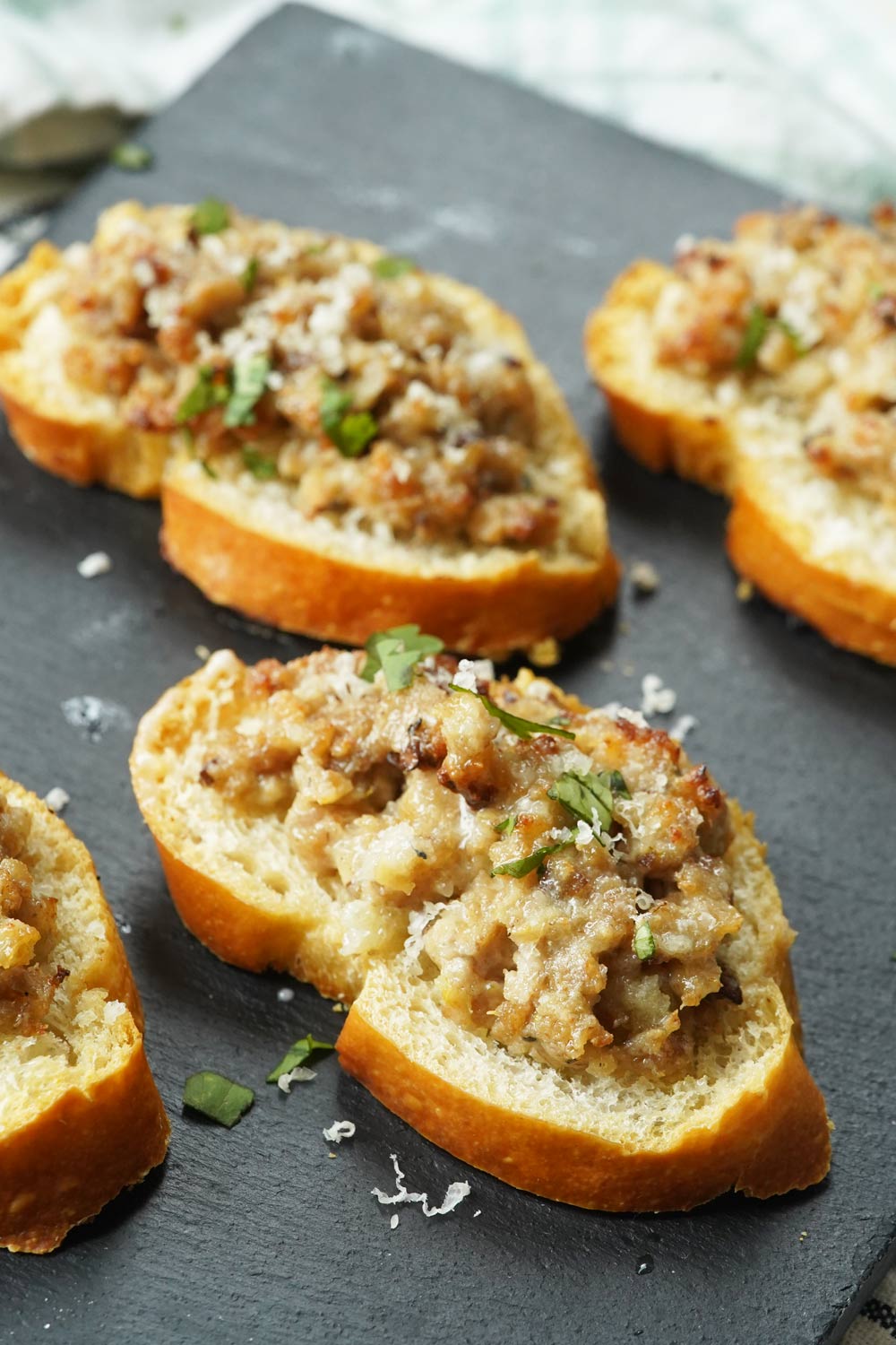 Sausage & Cheese Crostini