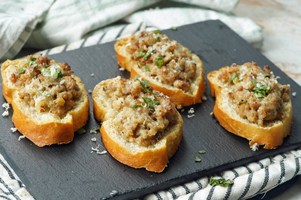 sausage cheese crostini