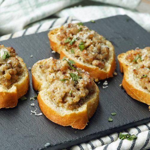 sausage cheese crostini