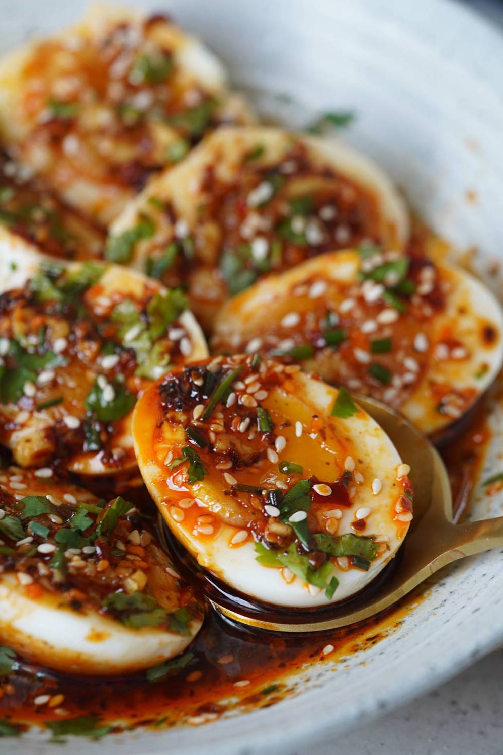Chili Crunch Ramen Eggs