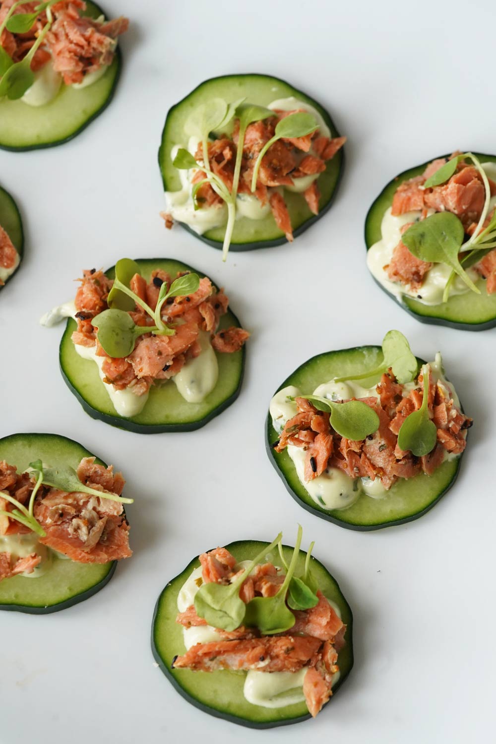 salmon cucumber bites