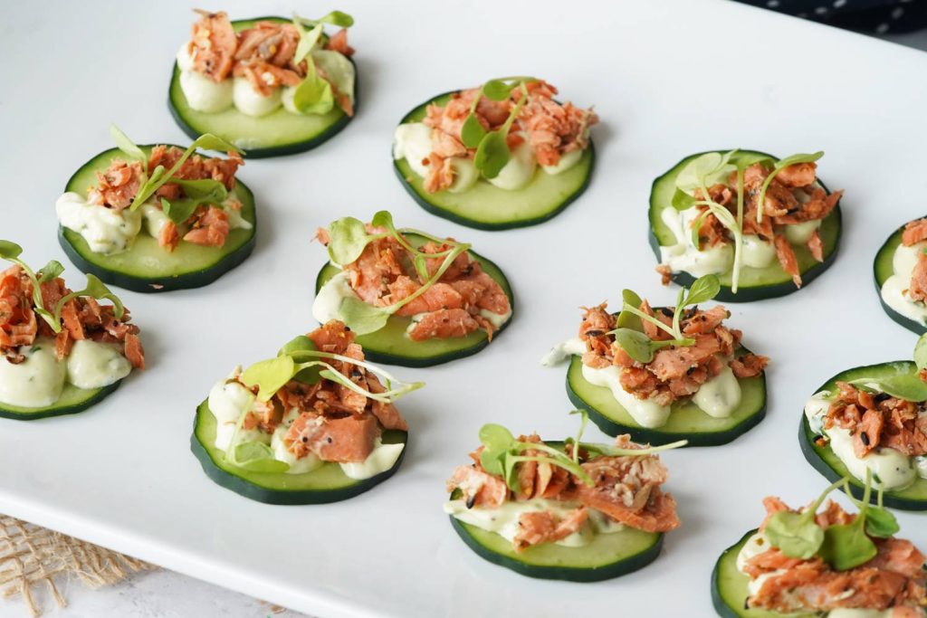 salmon cucumber bites
