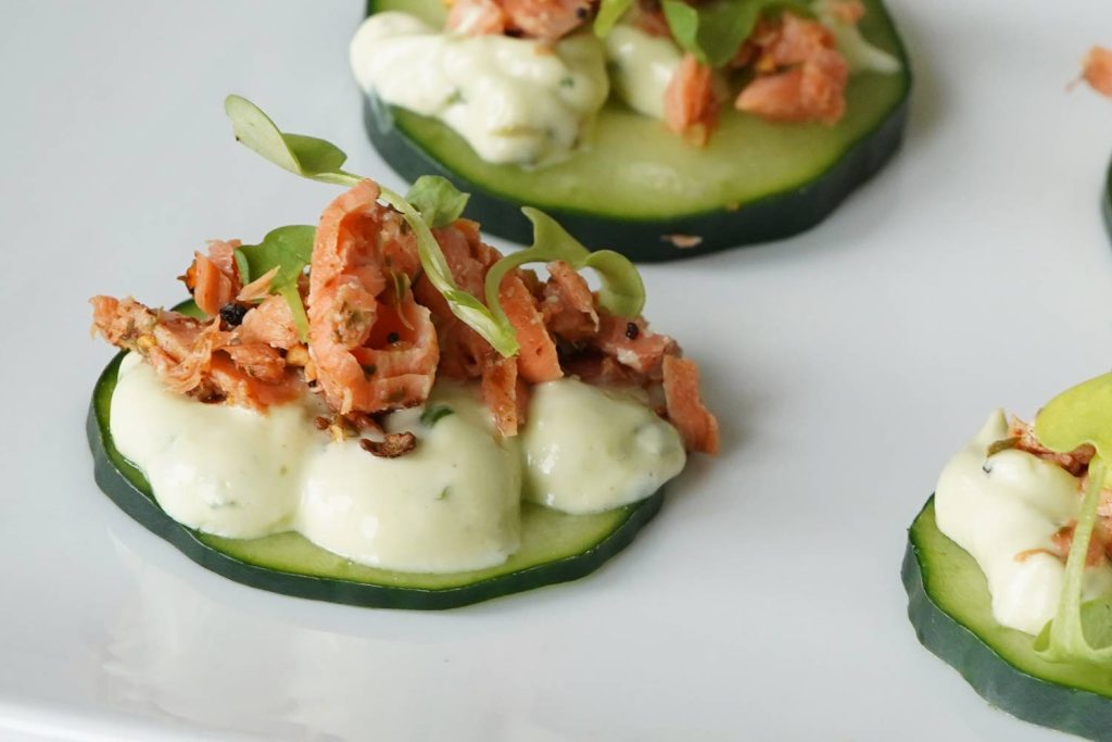 salmon cucumber bites