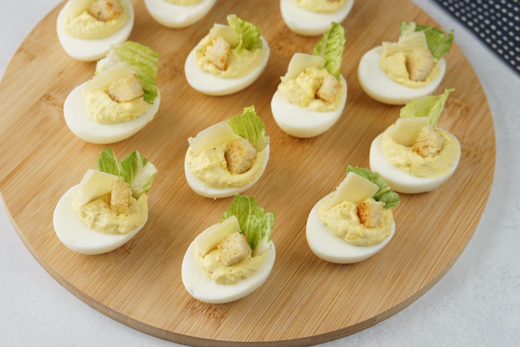 Caesar salad deviled eggs