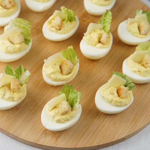 Caesar salad deviled eggs