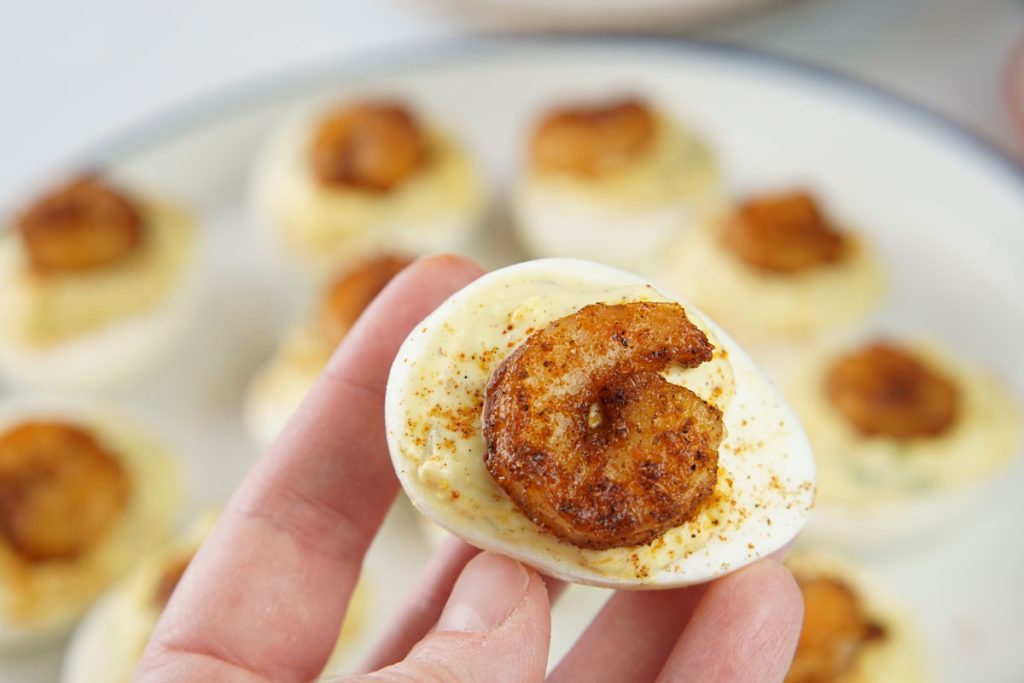 Cajun shrimp deviled eggs