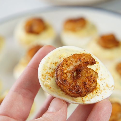 Cajun shrimp deviled eggs