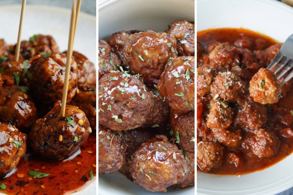 Firecracker, honey sriracha, and meatballs in tomato sauce