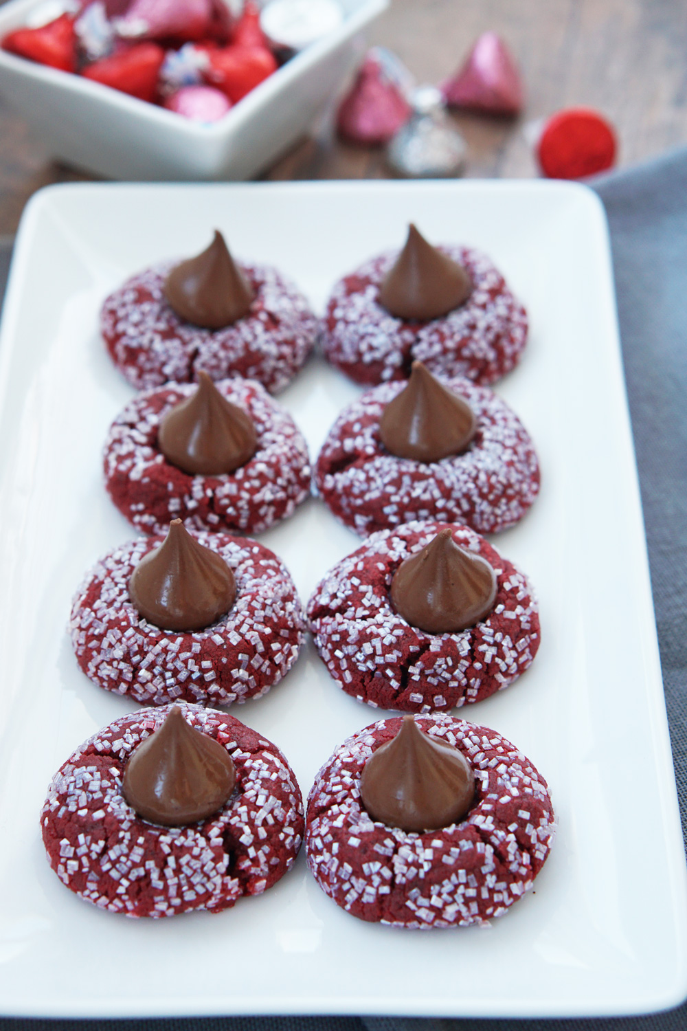 red velvet chocolate kiss cookies