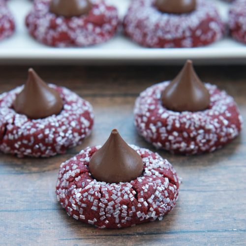red velvet chocolate kiss cookies