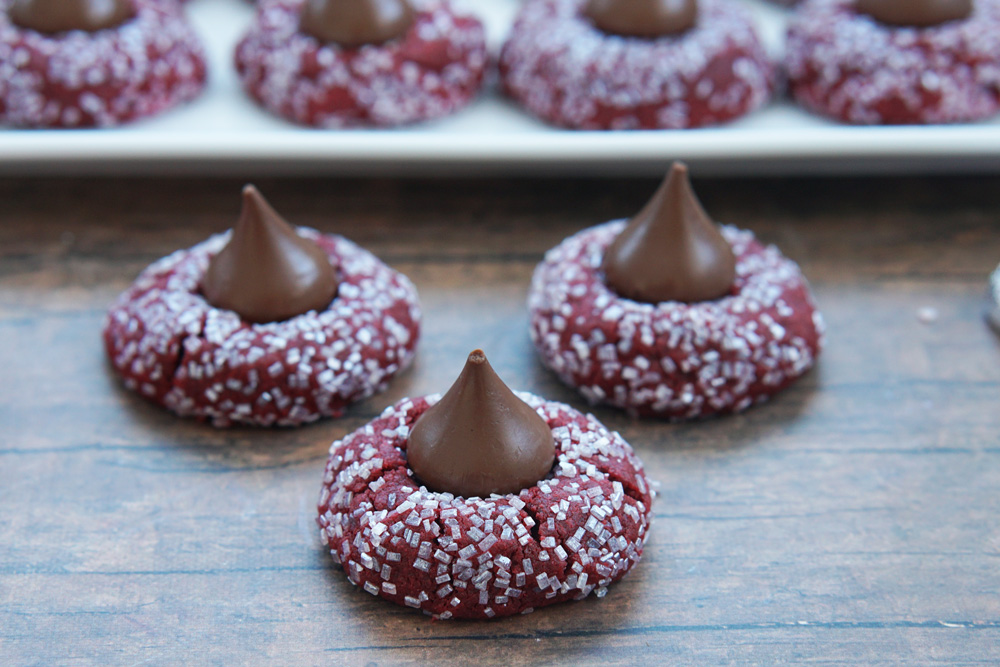 red velvet chocolate kiss cookies