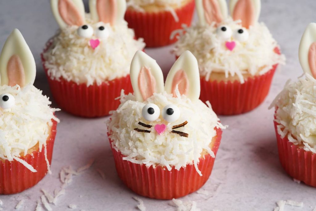 Bunny snowball cupcakes