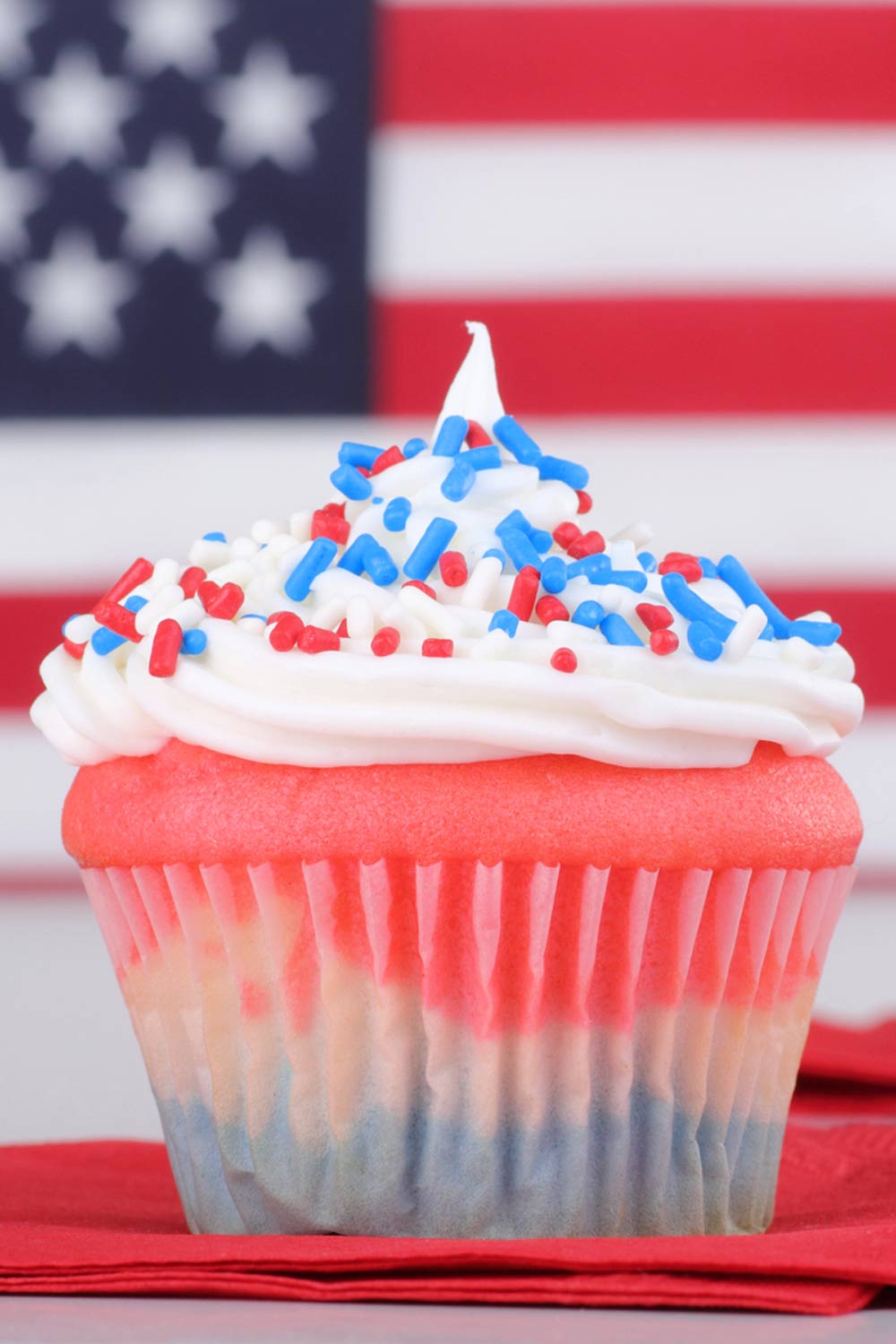 Red, white and blue cupcakes