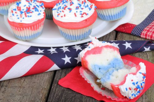 Red, white and blue cupcakes