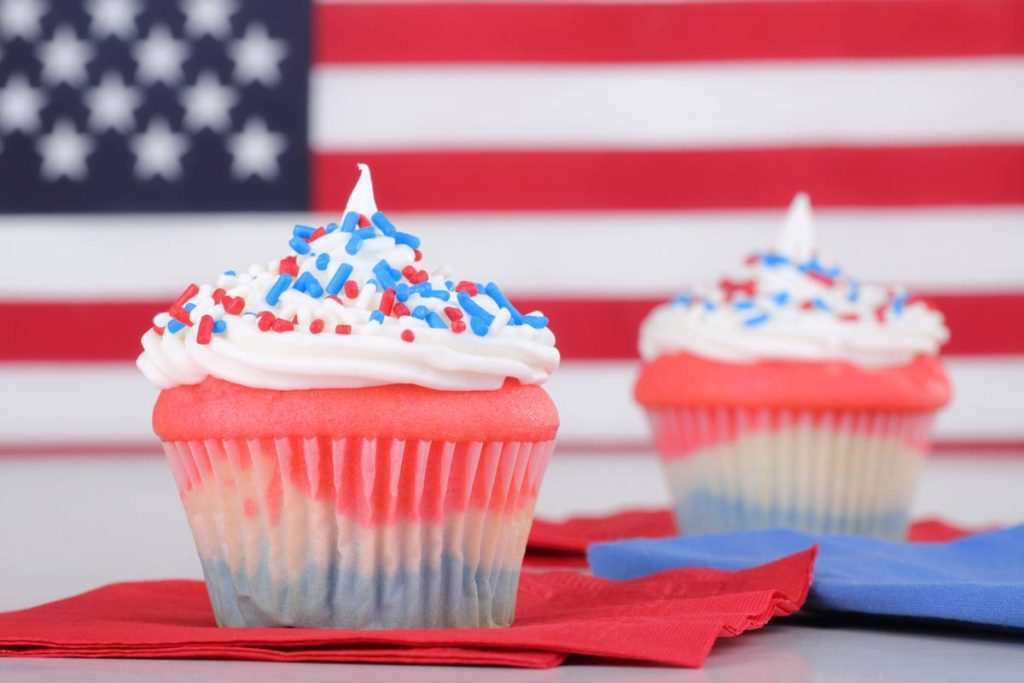 Red, white and blue cupcakes