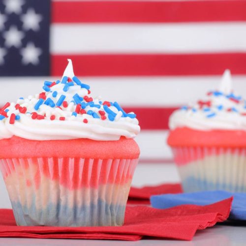Red, white and blue cupcakes