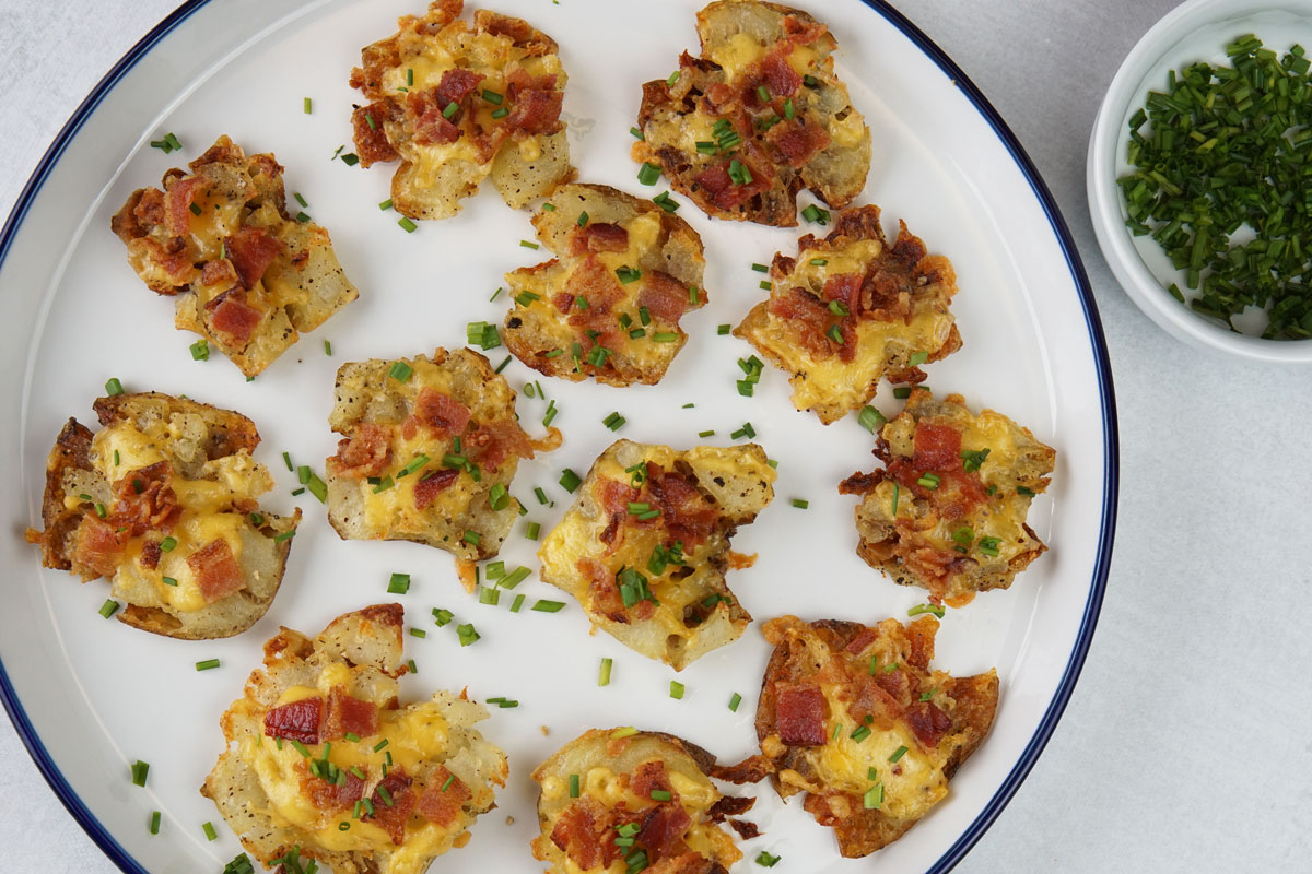 Loaded smashed potato bites