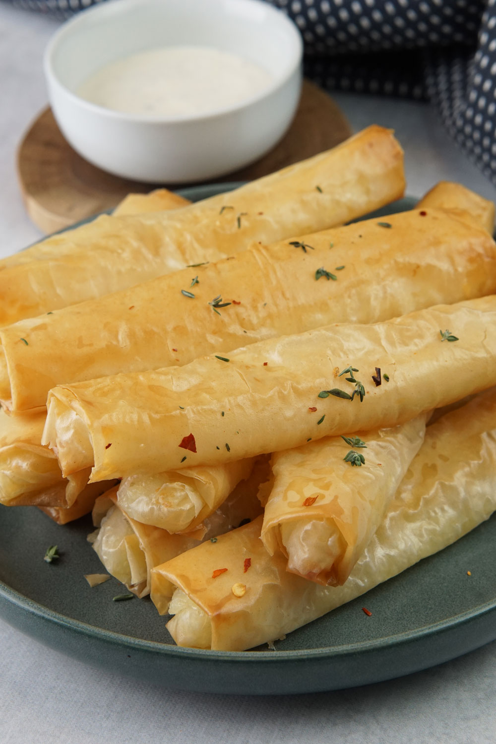 Potato and cheese phyllo rolls