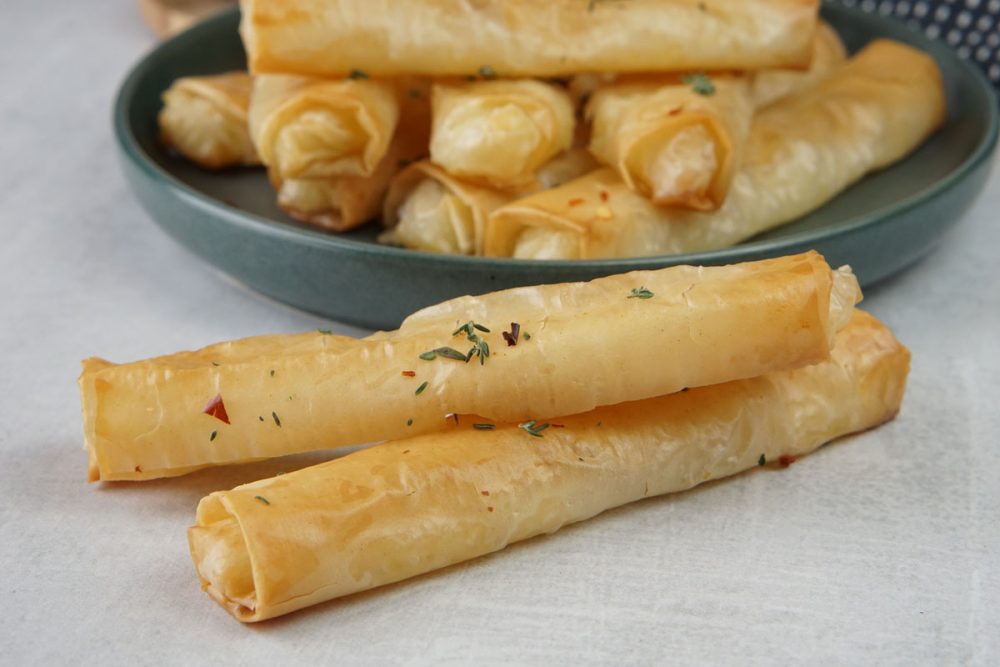 Potato and cheese phyllo rolls