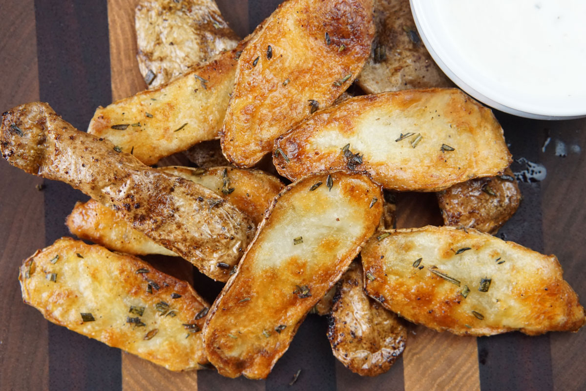 Crispy potato skin dippers