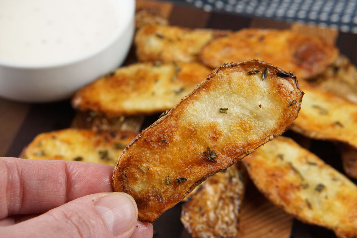 Crispy potato skin dippers