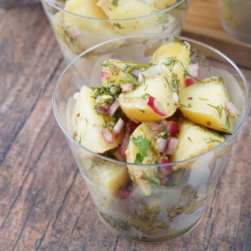 Warm potato salad cups