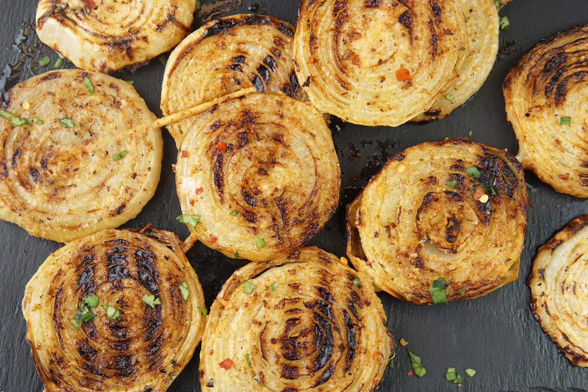 Grilled onion steaks