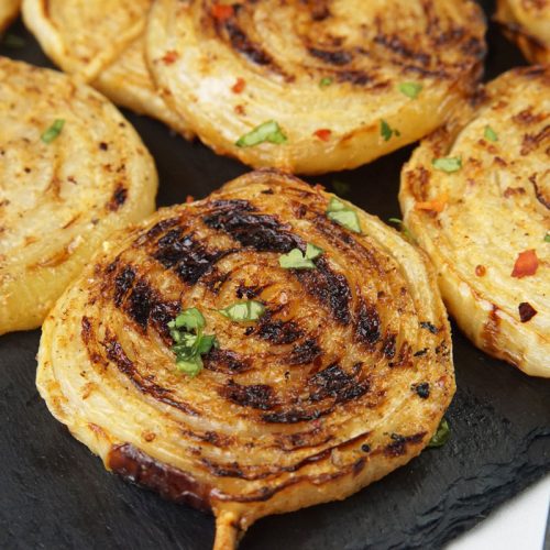 Grilled onion steaks