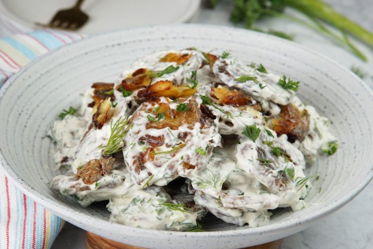 Crispy smashed potato salad