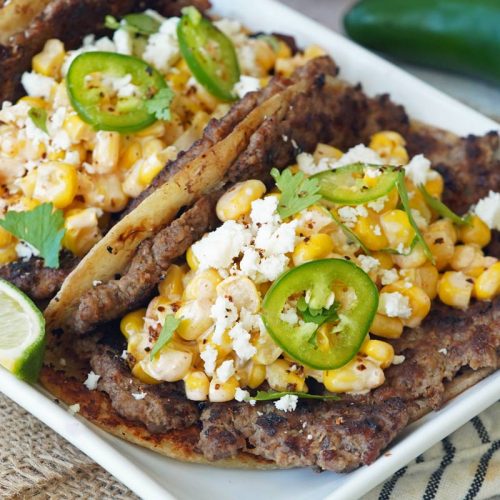 Elote smash burger tacos