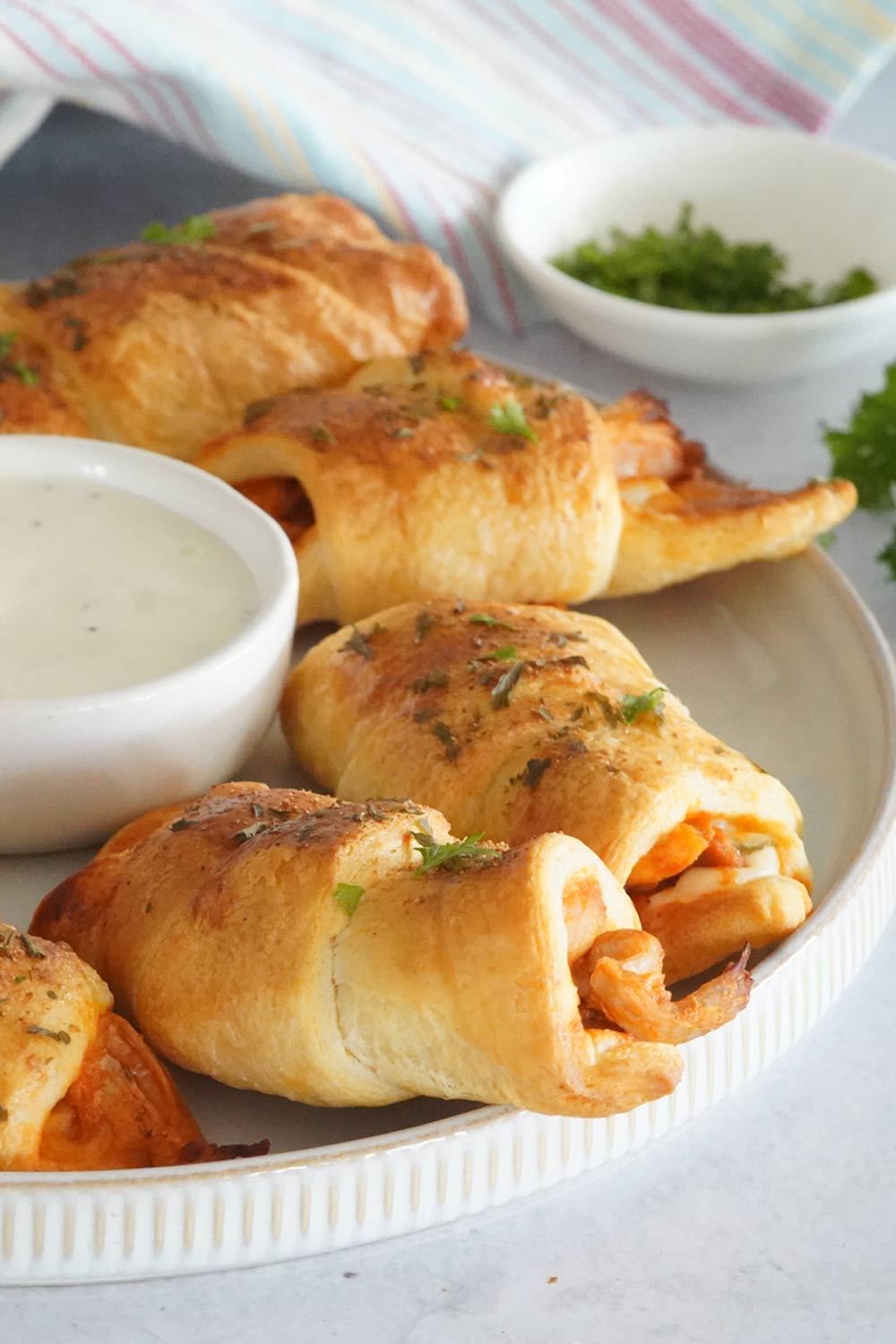 Buffalo chicken crescent rolls