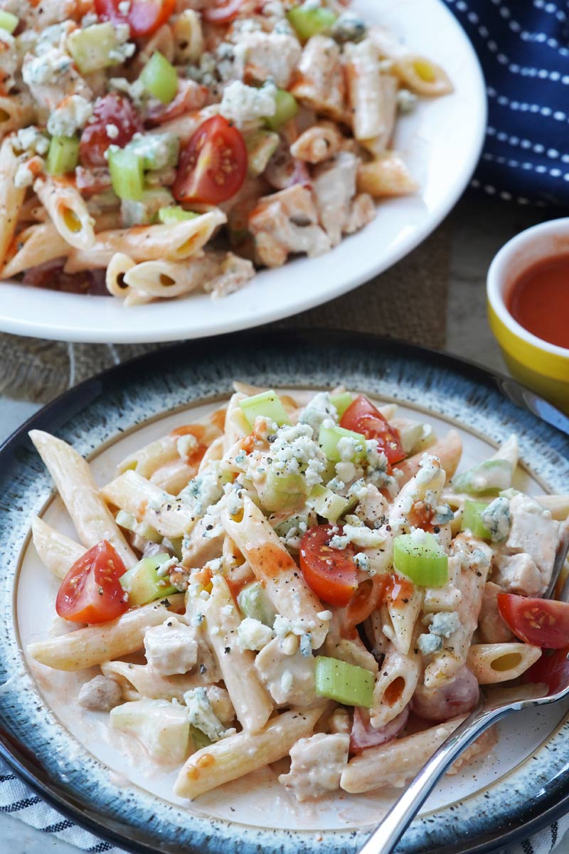 Buffalo chicken pasta salad