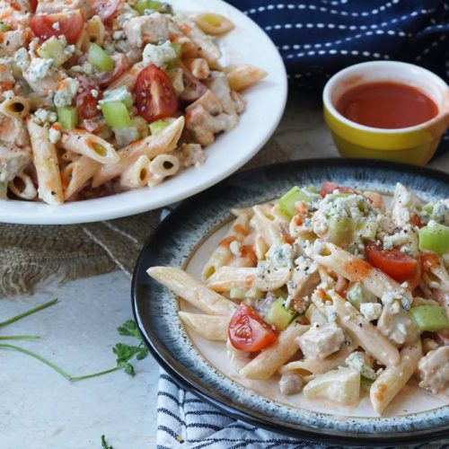 Buffalo chicken pasta salad