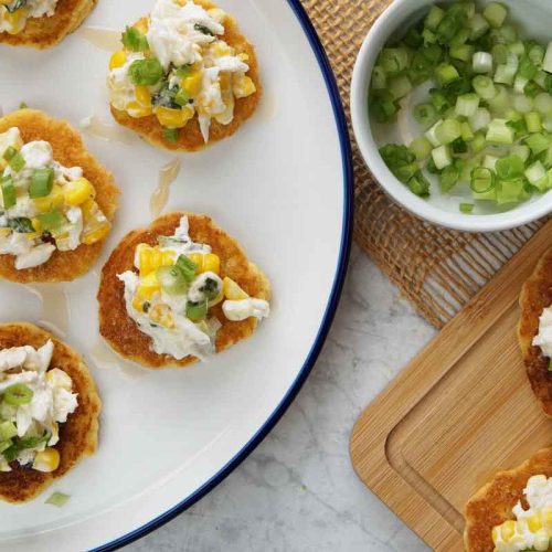 Crab and corn johnny cakes