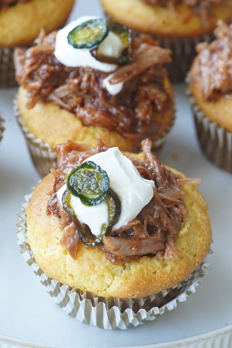Pulled pork cornbread muffins