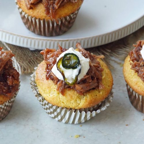 Pulled pork cornbread muffins